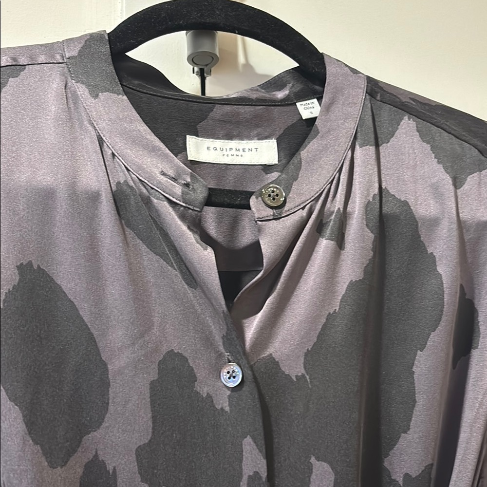 Equipment Charcoal Abstract Blouse